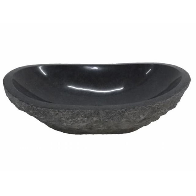 EB-S035PD-P Padang Évier de Canoë en Granit Foncé avec Extérieur Naturel Divisé