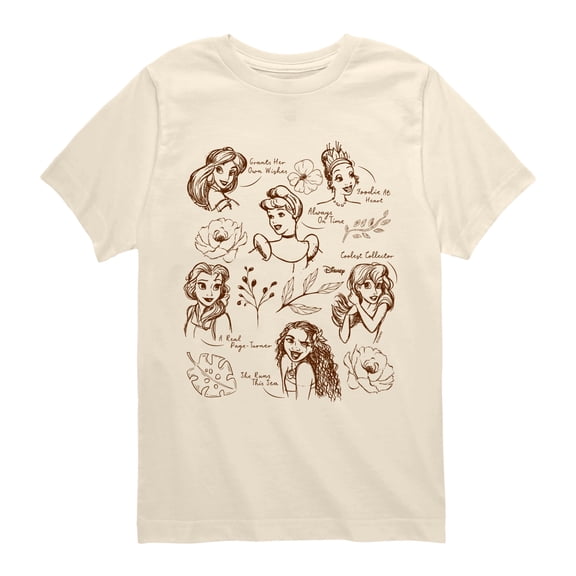 Disney - Princess Sketchy Grid Short Sleeve Graphic T-Shirt