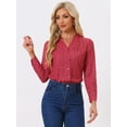 thumbnail image 3 of DARING DIVA Stand Collar Metallic Dots Stars Blouse Top XS Red-Leaf, 3 of 6