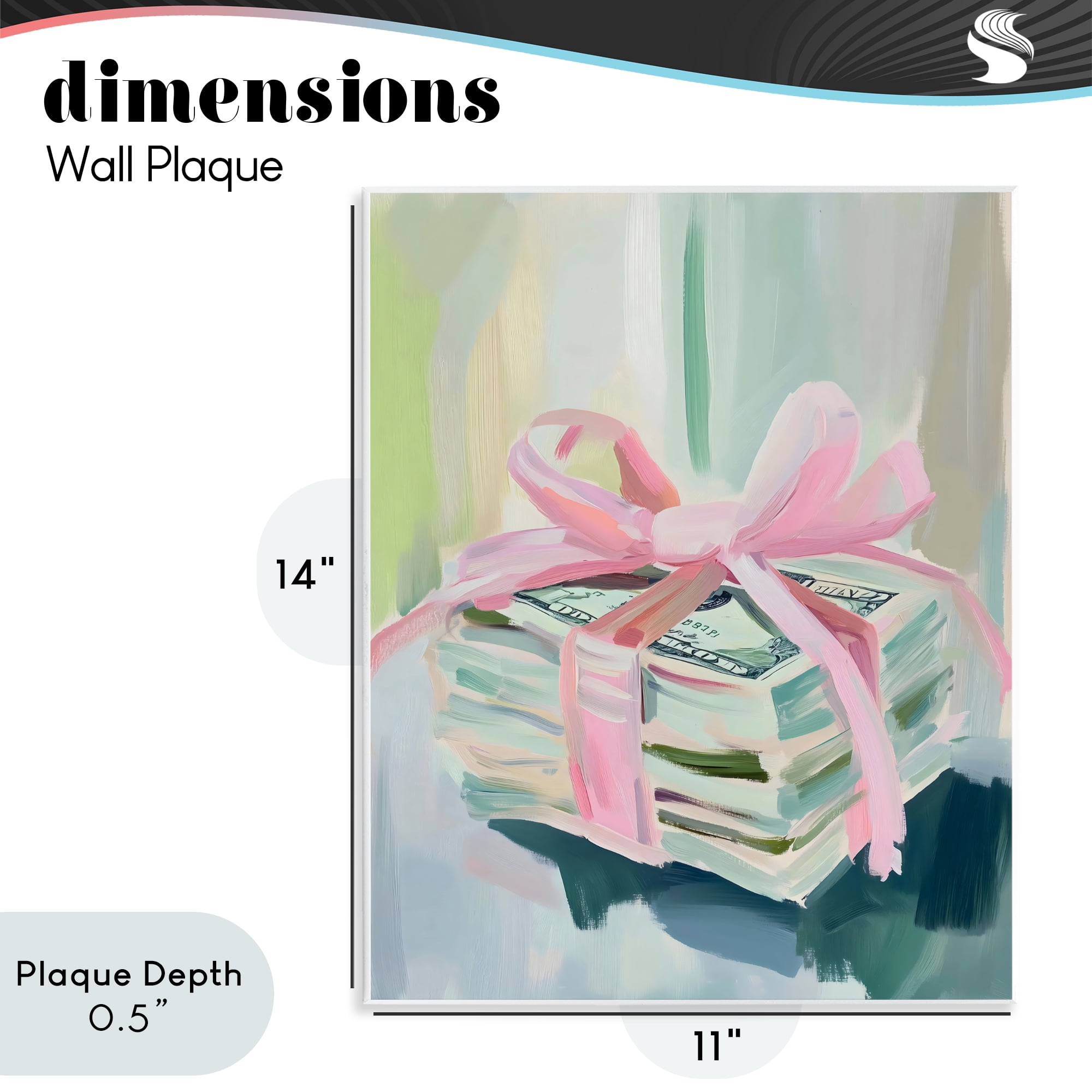 Stupell Industries Pink Bow Cash Bundle Wall Plaque Art, design by The Prints Vibe