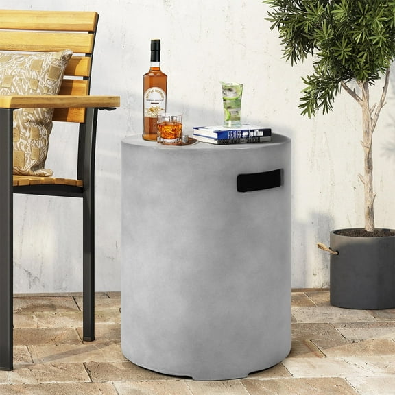 ReeQuo Propane Tank Cover Table Round Concrete 20 LB Tank Storage Box Hideaway for Patio