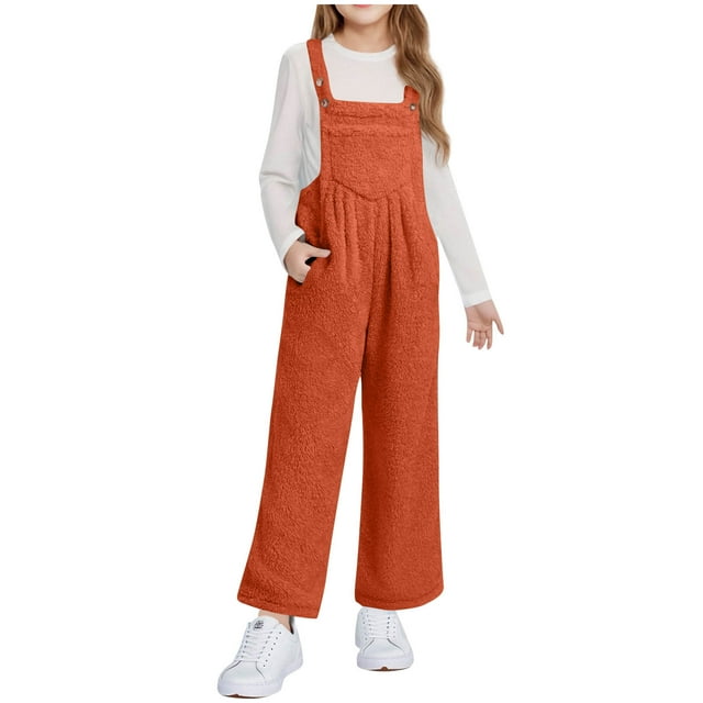 Girls' Sleeveless Fleece Jumpsuit with BuiltIn Tank and Pockets for Ages 514 in Fall and Winter