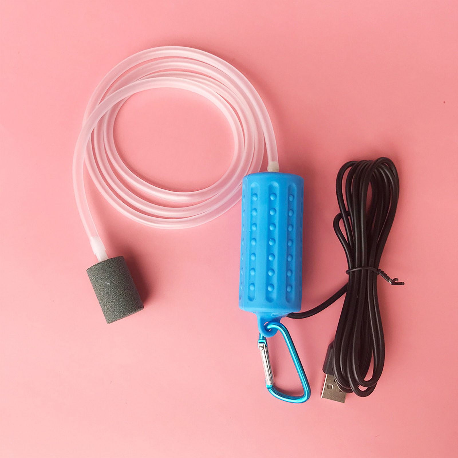 2pcs USB Aquarium Air Pump, Ultra Durable & Quiet USB Nano Air Pump, Small Air Bubbler for Aquarium Fish Tank with Air Stone and Silicone Tube