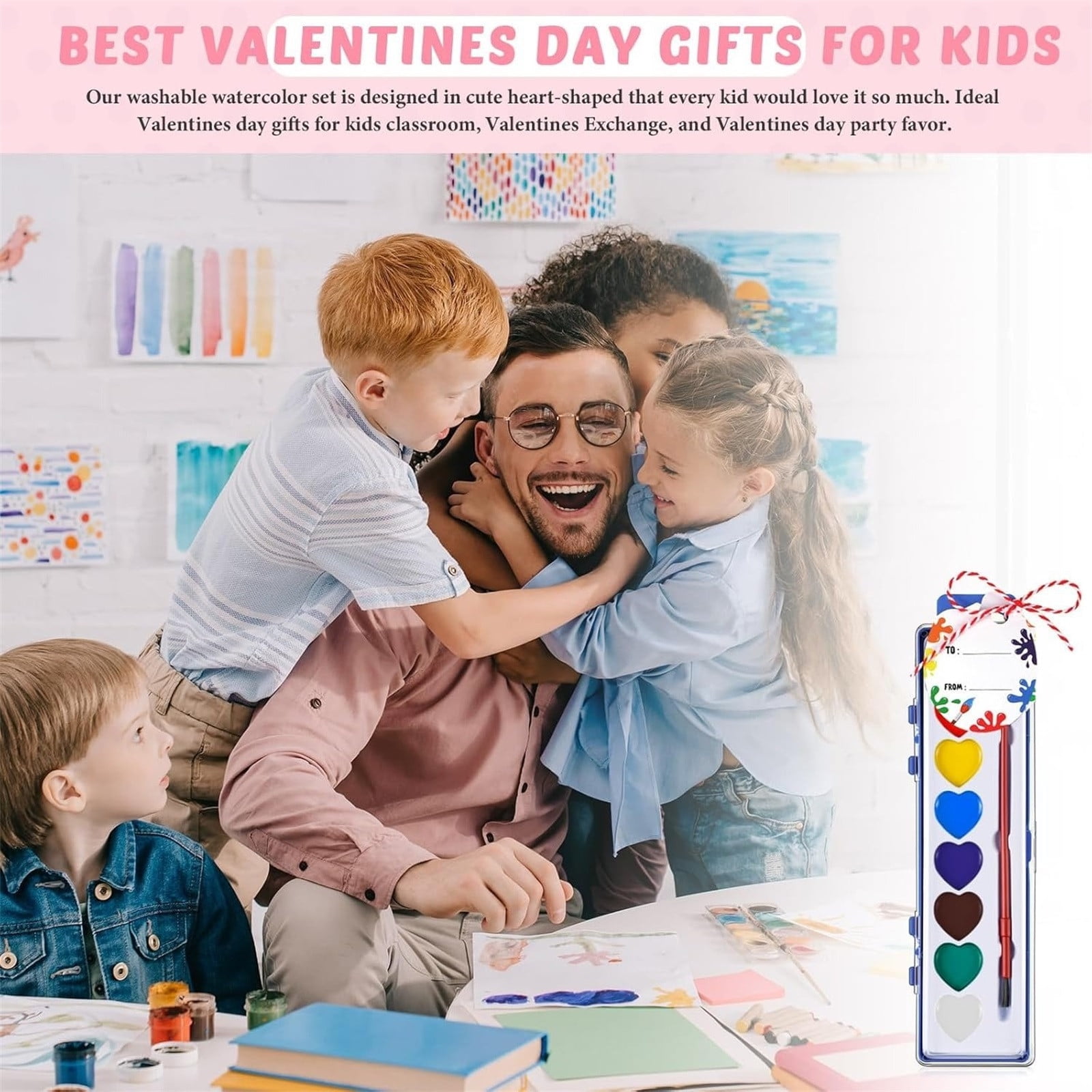 Heart-Shaped Watercolor Painting Set,Art Painting Palette and Paintbrush,Solid Pigment Powder Painting Set,Ideal Painting Tools for Beginners and Professional