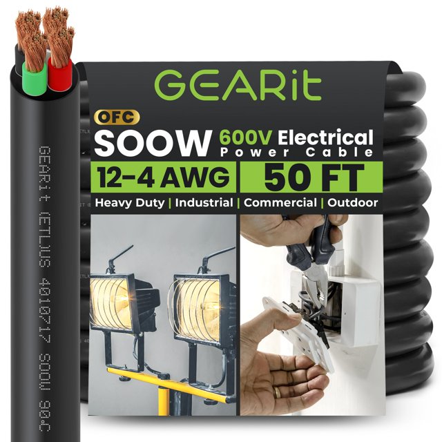 Cable de Alimentación GEARit 12 AWG 4 Conductores 15 m SOOW 600V
