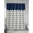 thumbnail image 5 of Shower Curtains Herringbone Pattern Bath Curtain Vintage Navy Blue Grey Waterproof Bathroom Shower Curtain Set with Hooks Decoration 72 x 72 Inches, 5 of 7