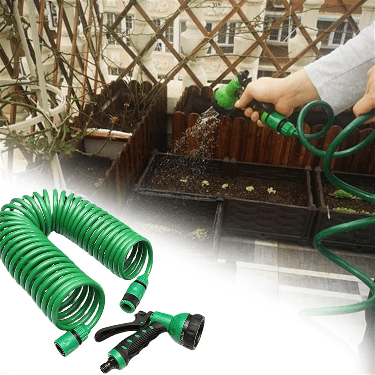 EVA Garden Telescopic Spring Tube Garden Hose Plastic Multifunctional Car Wash Water Sprays Sprinkler for Garden