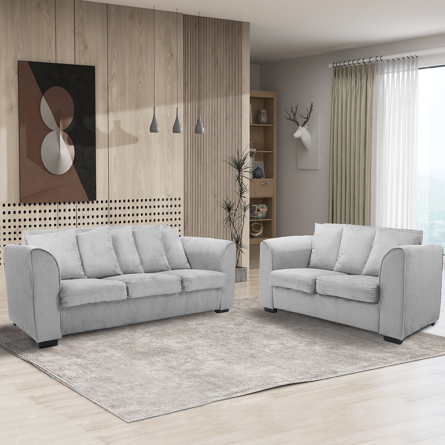 Kadyn 3+2 Convertible Modular Sectional Sofa Set, Upholstered Fabric Sofa Set, Modern Luxury Sectional Sofa Set for Living Room, Light Grey Kadyn 3+2 Convertible Modular Sectional Sofa Set, Upholstered Fabric Sofa Set, Modern Luxury Sectional Sofa Set for Living Room, Light Grey