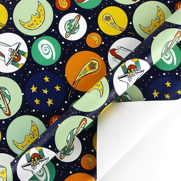 jovati Retro Christmas Wrapping Paper Spaceship Cute Childrens Toy Birthday Gift Wrapping Paper Book Cover Paper Kraft Christmas Wrapping Paper Green Christmas Wrapping Paper