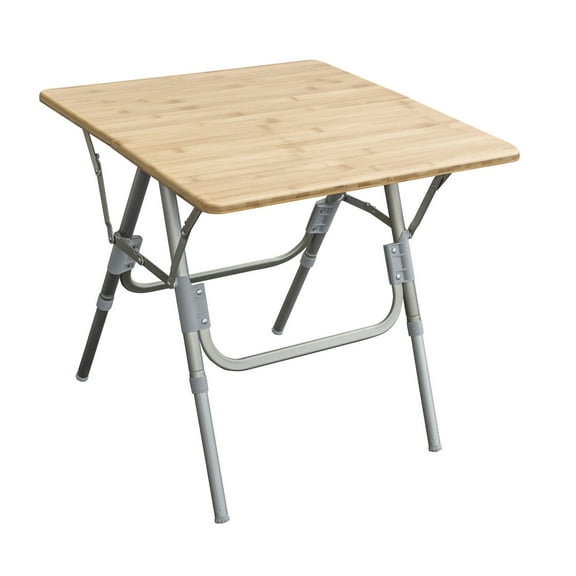 Offex Bamboo Adjustable Height Foldable Camping Side Table - Brown