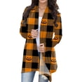 thumbnail image 1 of HBFAGFB Lightweight Cardigans for Women Simple Long Sleeve Plaid Jacket Versatile Long Coat Yellow Size M, 1 of 4