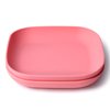 Silicone Toddler Plates by Babelio, 2 Pack Undivided Baby Self Feeding Utensils, BPA Free, Microwave, Oven and Dishwasher Safe, Soft and Durable Silicone Tray (Pink)