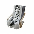 thumbnail image 3 of Kokopelli Soft Flannel Fleece Throw Blanket, Grunge Style Cave Motif Look Monochrome Playing Darbuka Pattern, Cozy Plush for Indoor and Outdoor Use, 70" x 90", Charcoal Grey White, by Ambesonne, 3 of 5
