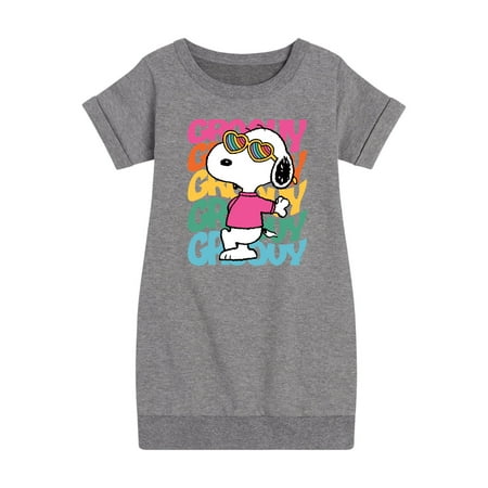 

Peanuts - Groovy Stacked - Toddler And Youth Girls Fleece Dress