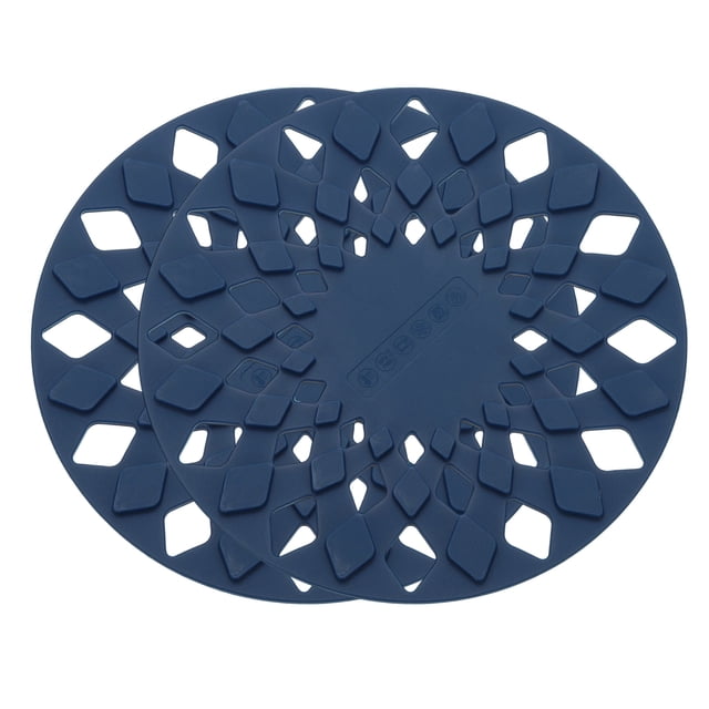 Juego de 2 Manteles de Silicona Uxcell, Manteles Redondos de 6.7" para Ollas y Sartenes, Soportes Antideslizantes Resistentes al Calor para Encimeras de Cocina y Mesas de Exterior, Azul