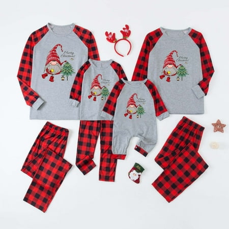 

Christmas Pajamas for Family 2022 Buffalo Plaid Pants Matching Outfits Reindeer Elk Printed Jammies Xmas Sleepwears