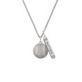 thumbnail image 2 of Delight Jewelry Silvertone Large Super Sparkle Crystal Clear AB Softball Silvertone Mother Daughter Bar Charm Necklace, 23", 2 of 4
