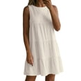 thumbnail image 6 of Summer Beach Dresses for Womens 2026 Fashion Plus Size Casual Cotton and Linen Solid Color Loose Round Neck Sleeveless Mid Length Dress, 6 of 8