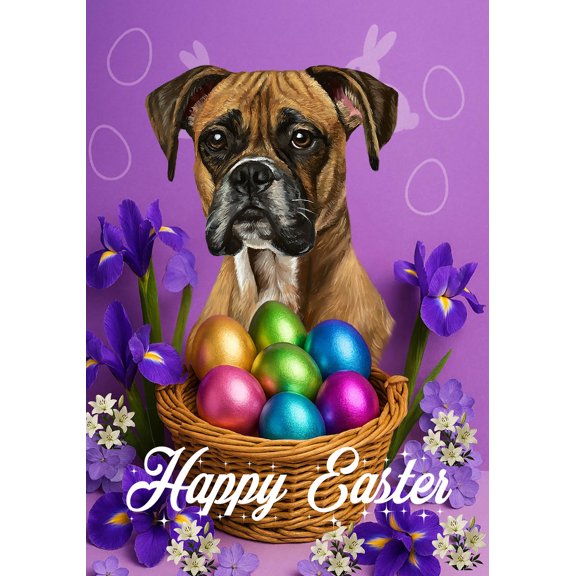 Boxer Fawn Uncropped - Best of Breed Easter Holiday Outdoor Garden Flag 12" x 17" Mailbox Flag Dog Flag