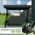 thumbnail image 3 of VEIKOUS Outdoor 3-Seat Porch Swing Glider w/Adjustable Canopy and Thickened Cushion for Patio, Gray, 3 of 17