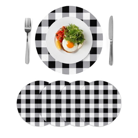 Vintage Farmhouse Round Placemats Set of 4 Braided Polypropylene Place Mats Black and White Checkered Washable Table Mats for Kitchen Dinner Holiday Wedding Party Coffee Table Decoration 15 Vintage Farmhouse Round Placemats Set of 4 Braided Polypropylene Place Mats Black and White Checkered Washable Table Mats for Kitchen Dinner Holiday Wedding Party Coffee Table Decoration 15