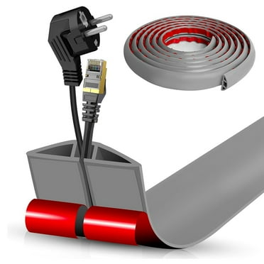 Floor Cord Cover Cable Cavity Self Adhesive Cord Hider Floor 10FT Floor Cable Management Power Cord Protector Gray