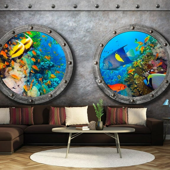Tiptophomedecor Landscape Wallpaper Wall Mural - Window To The Underwater World