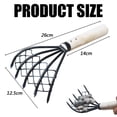 thumbnail image 5 of Clam Rake, 5 Claw Wood Handle Rake, Digging Tool, 5 of 5