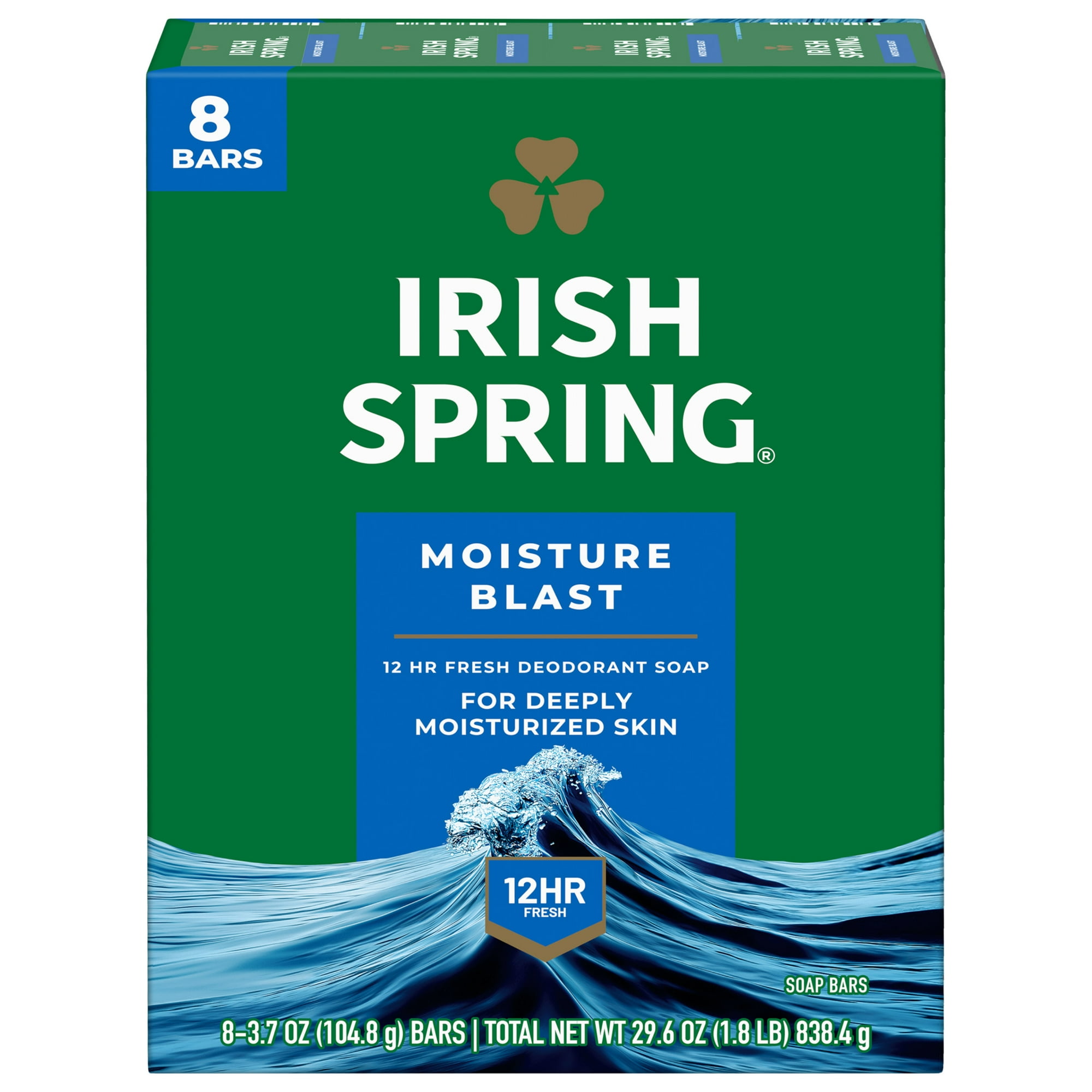 【並行輸入品】2個セット Irish Spring アイリッシュスプリング デオドラントソープ 男性用 [ブラスト] 104.8g x 8個入り Bar Soap for Men Moisture Blast D
