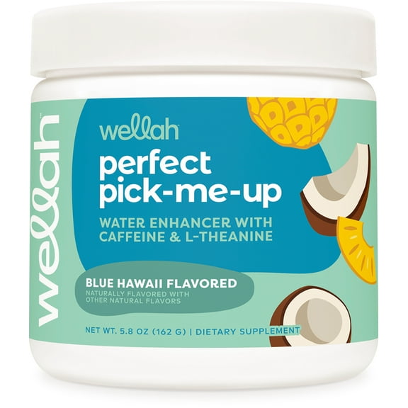 Perfect Pick-Me-Up (Blue Hawaii) 30 Servings - Water Enhancer With Caffeine & L-Theanine, Energy Boost Drink Mix