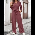 thumbnail image 4 of de Mujer de Larga con Cuello en V, Elegantes, Informales, de Pierna , para Otoño 2025. Rojo Ladrillo L, 4 of 10