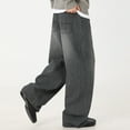 thumbnail image 6 of Baggy Jeans for Men Wide Leg Vintage Elastic Waist Denim Pants Comfort Street Travel Long Jeans with Pocket Black L, 6 of 9