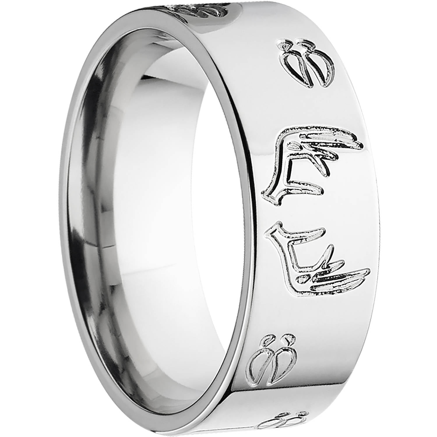 Men's Deer Track and Rack Durable 8mm Stainless Steel Wedding Band with Comfort Fit Design