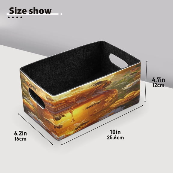 BZSMCE Shelf Baskets Busy Bee Take Honey Pattern Storage Cube Bins 10.1*6.3*4.7in Set of 2