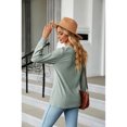 thumbnail image 4 of Anbech Vneck Women Solid Color Shirt Buttons Long Sleeve Blouse Casual Fashion Tops, 4 of 9