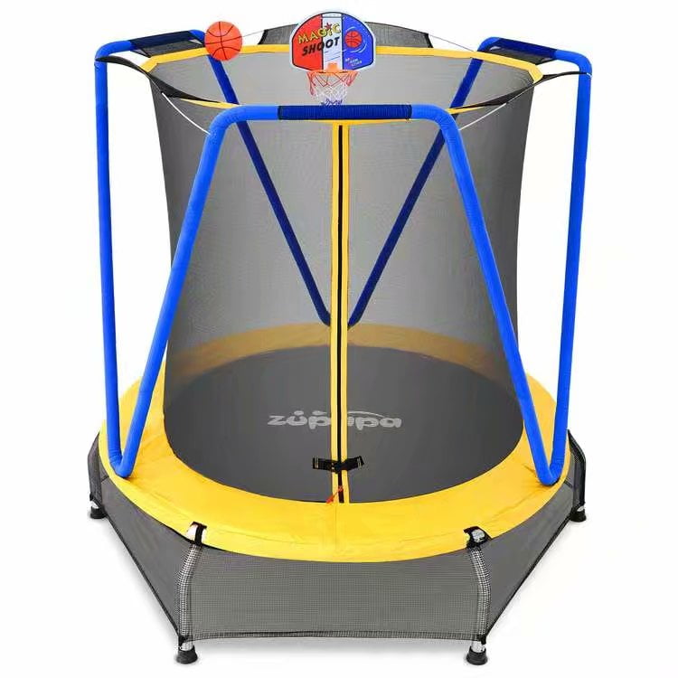 Zupapa 54 inch Small Trampoline with bascketball for Kids Children Mini