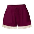 thumbnail image 2 of Stephy Women's Shorts 2025 Summer Casual Cute Ruffle Shorts Comfy Elastic Waist Drawstring Pleated Short, Red, 4XL, 2 of 6