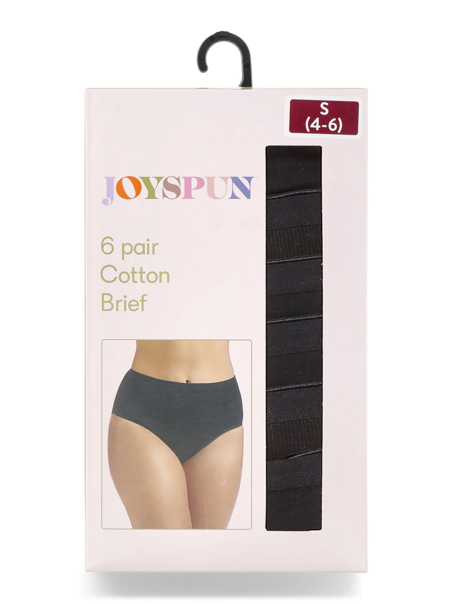 Joyspun Women's Cotton-Blend Brief Panties, 6-Pack, Sizes S-XXXL