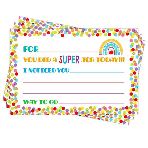 WaaHome Classroom Incentive Cards to Send Home - 50pcs Confetti Teacher Mail Notes to Parents Motivational Postcards to Send Home Classroom Teaching Supplies for Preschool Kindergarten