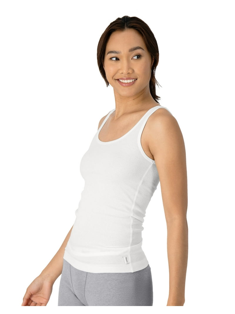 Hanes Originals Women's Cotton Ribbed Tank, 3-Pack White M