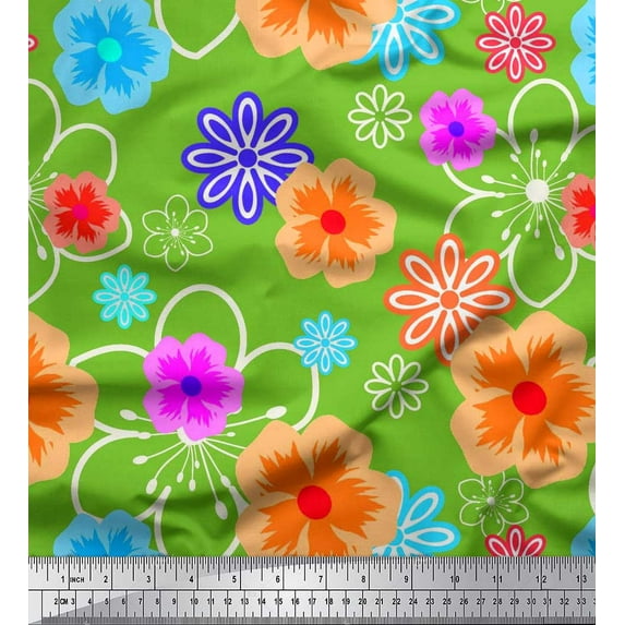 Soimoi Cotton Voile Fabric Artistic Floral Decor Fabric Printed Yard 42 Inch Wide