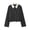 Black, variant on Contrast Collar Canvas Cropped Jacket for Women, Button Front Utility Style, Drawstring Hem Fall Outerwear, 1 Piece, XS-L