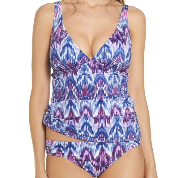 Tommy Bahama Ikat Mirage Over The Shoulder Tankini Top, Blue, S