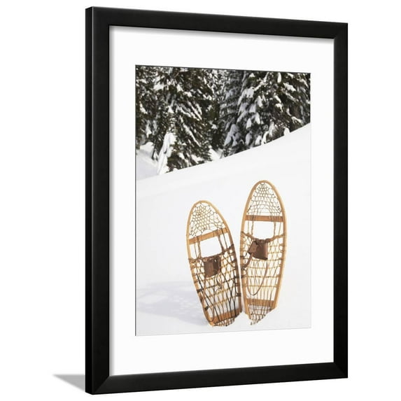 Old-Fashioned Wood Snowshoes in Snow, Crystal Mountain, Washington, Usa Framed Print Wall Art By John & Lisa Merrill