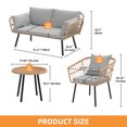 thumbnail image 2 of Craftian Outdoor Conversation Set,4-Piece Bistro Set with Loveseat for Patio Furniture Set - Gray, 2 of 9
