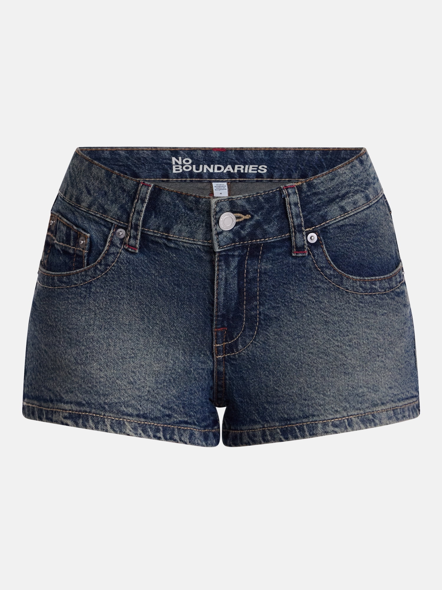 No Boundaries Low Rise Denim Shortie Shorts, 2'' Inseam, Women’s 00-20