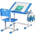 thumbnail image 1 of FDW Children Desk and Chair Set Kids Study School Adjustable Height Table, Storage Blue, 1 of 7