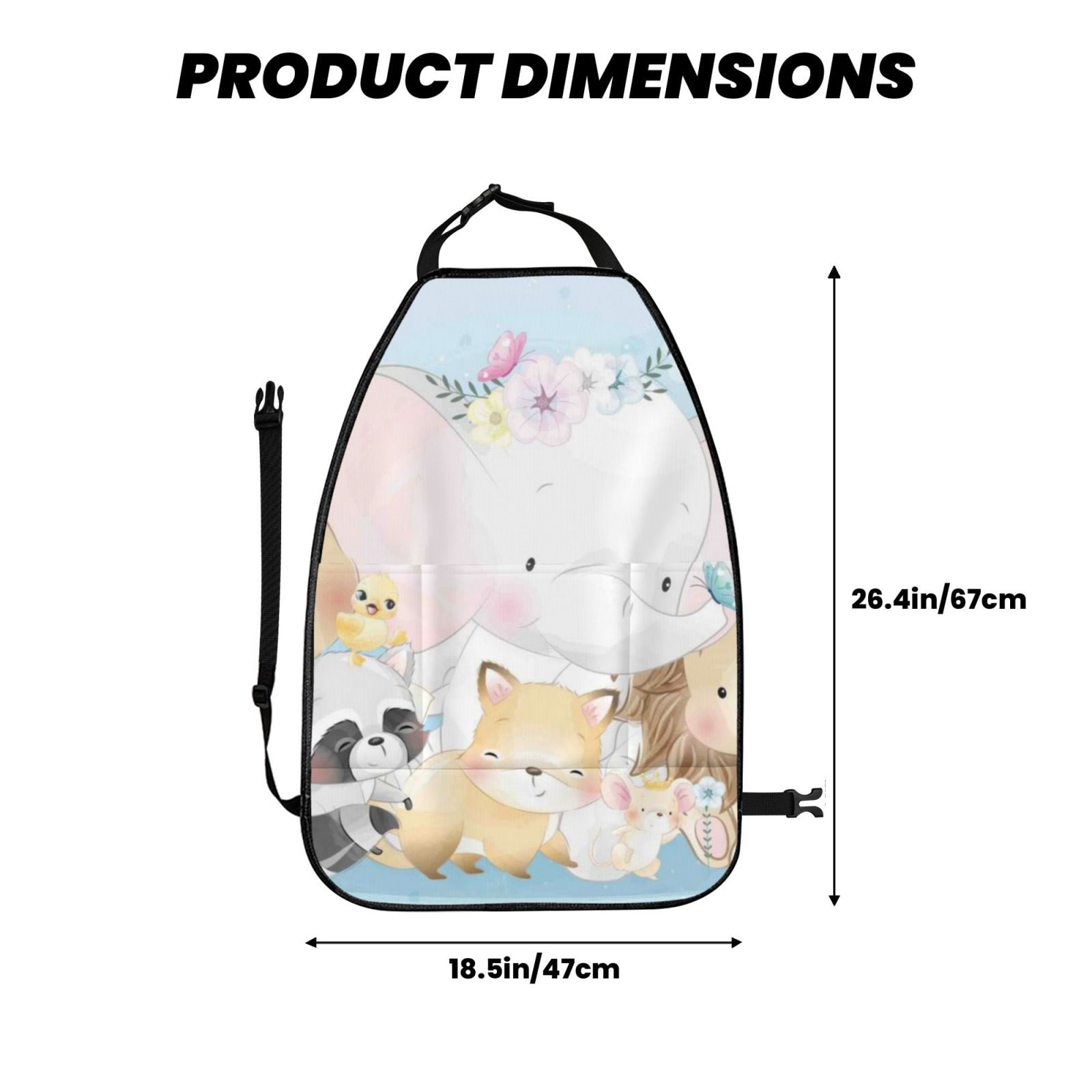 Xecao Cute Animals Pattern Car Seat Back Protector 2 Pack Large Capacity Pocket, Kick Mats Back Seat Protector