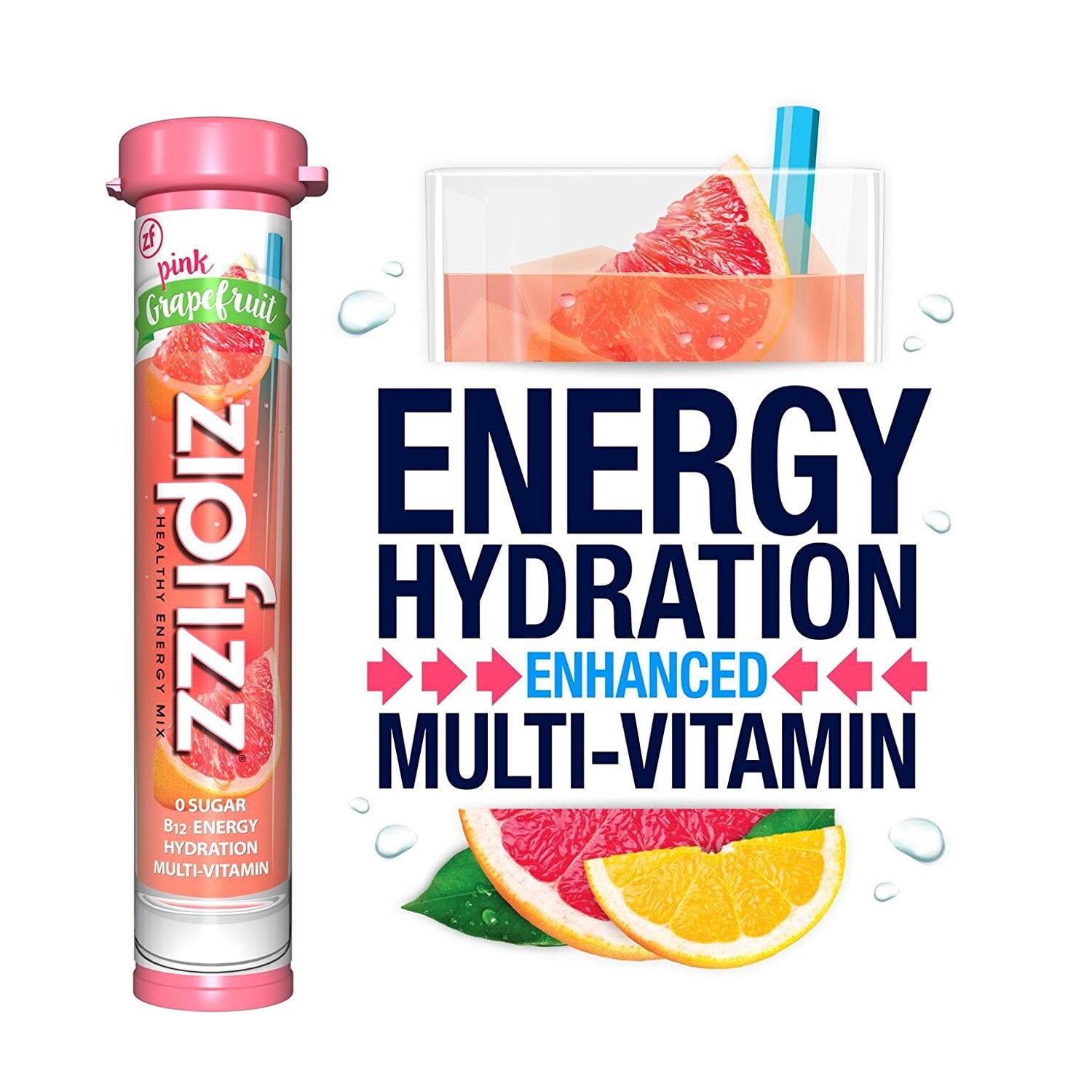 Zipfizz Energy Drink Mix, Pink Grapefruit, 20 ct, B12