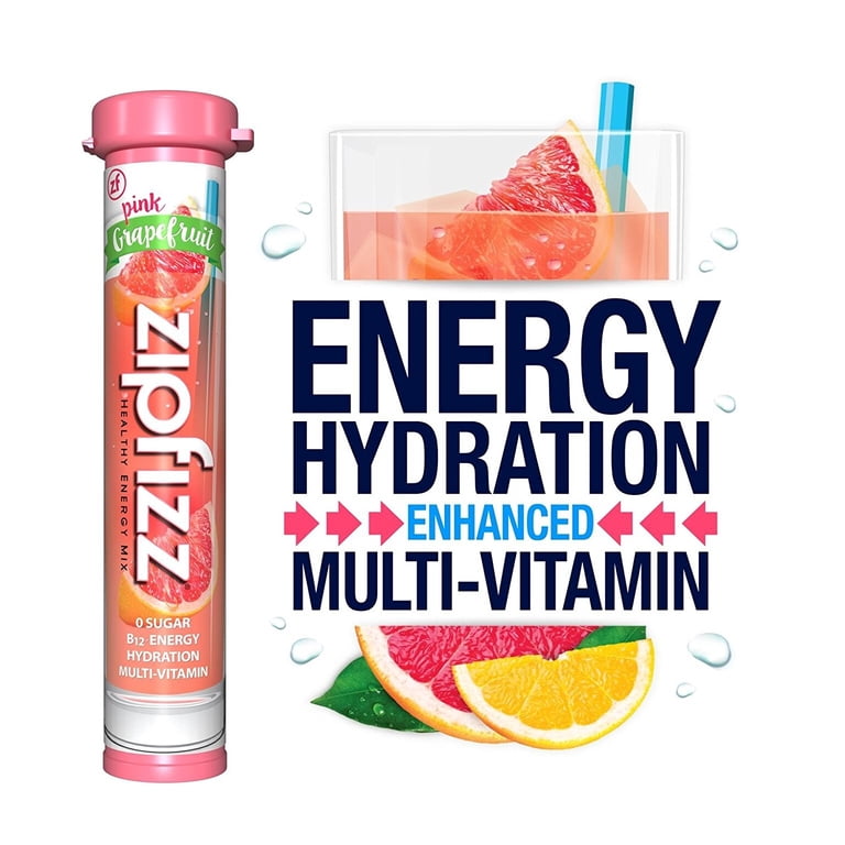 Zipfizz Energy Drink Mix, Pink Grapefruit, 20 ct, B12